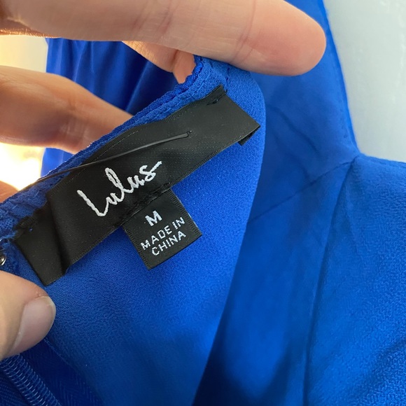 NWT - Chic Sensibility Cobalt Blue Satin Jacquard Pleated Midi Dress - Size M - Picture 4 of 4